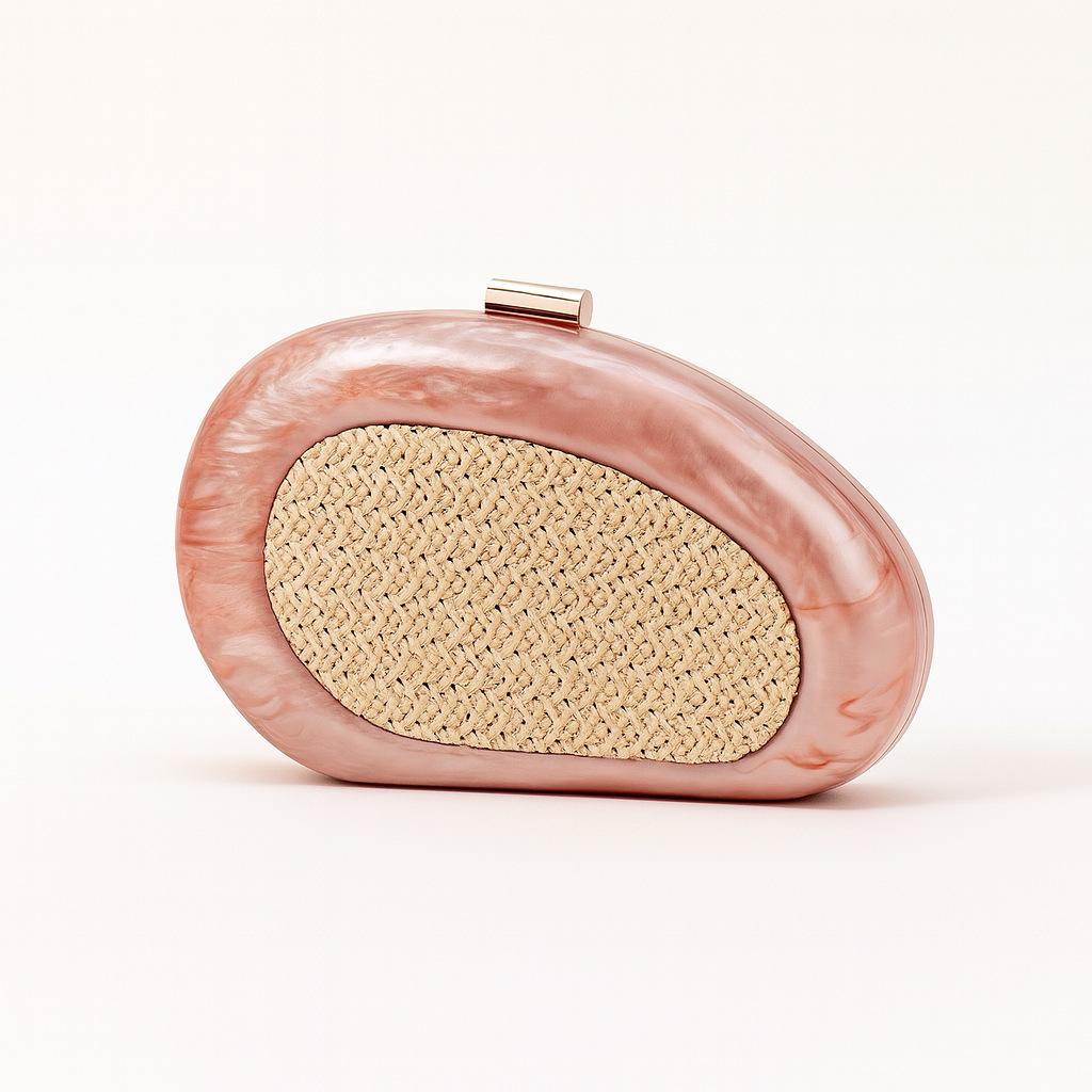 

Women S Shoulder Oblique Span Bag, Special-Shaped Shell Acrylic Bag, Fashion Wedding Dinner Clutch Bag розовый