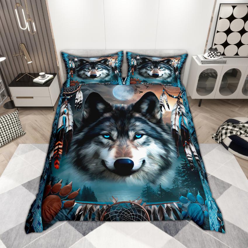 

Homewish Rustic Farmhouse Duvet Cover Set 2pcs/3pcs, Woodland Animal Bedding, Jungle Wildlife Quilt Cover Set DE XS 100x135cm 2pcs&set