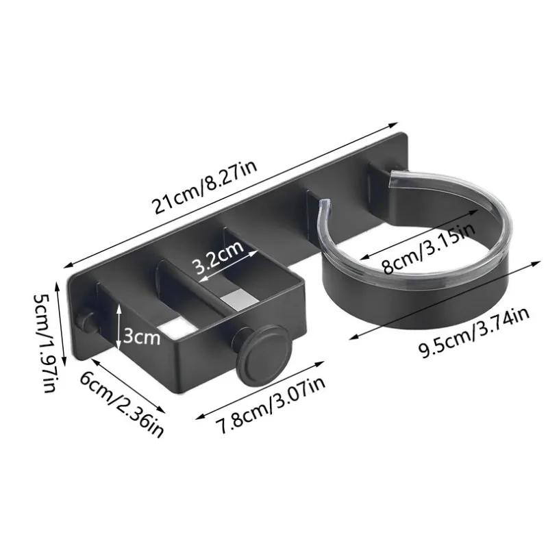 

Держатель для фена, настенный держатель для выпрямителя волос в ванной, органайзер для волос, держатель для туалетного вентилятора чёрный