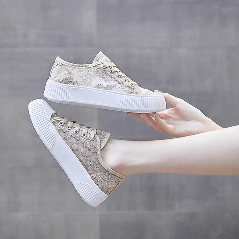 Lace mesh white shoes women's 2025 new spring and autumn ins tide Korean version versatile casual sports flat baseplate shoes