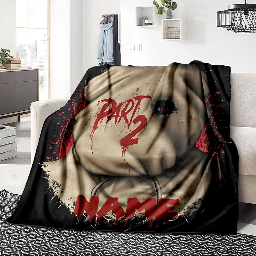 Custom Name Jigsaw Puppet Horror Party Blanket For Couch Bed Plush Cozy Fuzzy Blanket Super Soft Warm Blankets For Fall And Winter 0916141