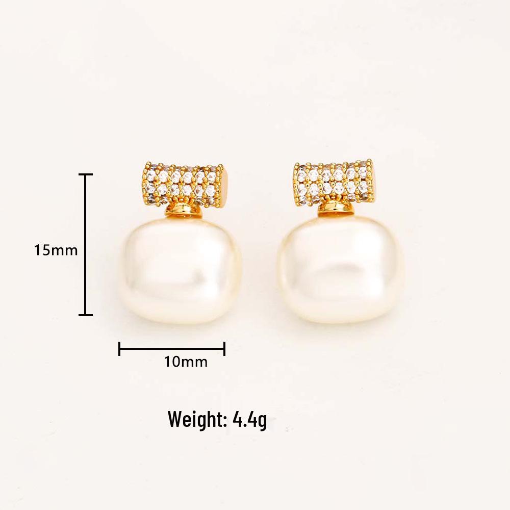 Elegantes Zuckerperlen-Halsketten- & Romantisches Ohrstecker-Set - Vielseitiger und Stilvoller Schlüsselbein-Schmuck