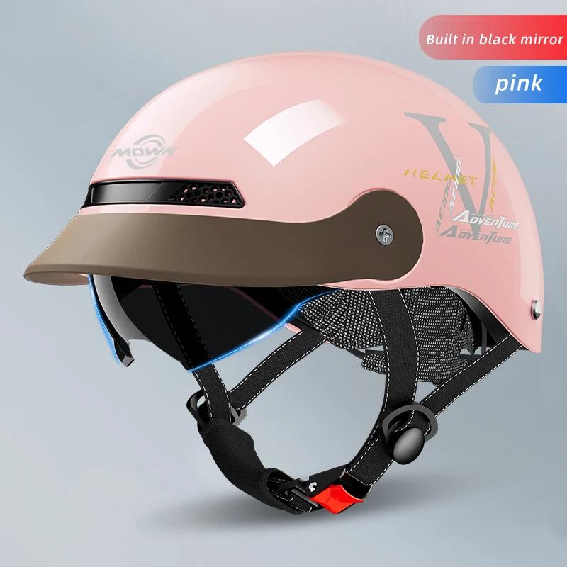 

Retro Motorcycle Helmet Summer Breathable Electric Jet Scooter Half Helmets Men Women Motorbike Open Face Helmets Safety Helmets вишневый розовый