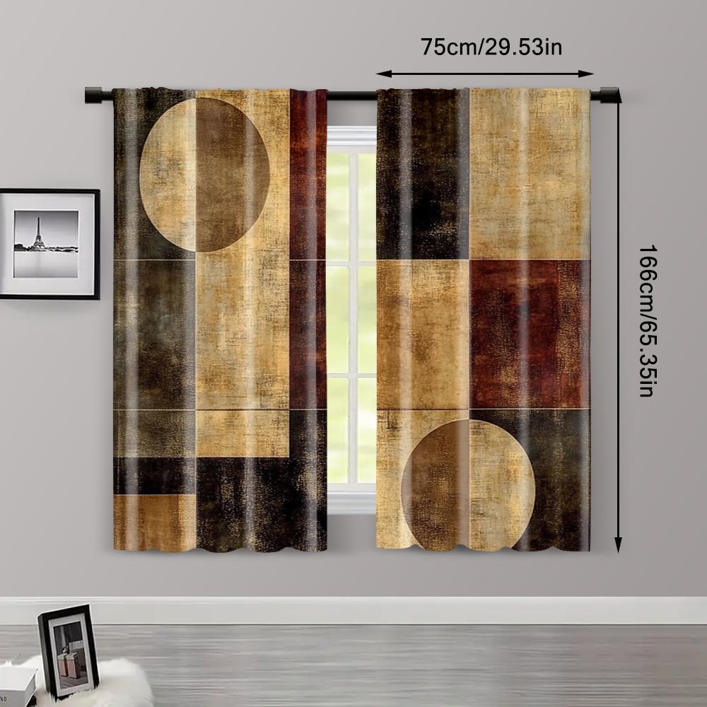 2pcs   Popular Curtains 2D print Contemporary Abstract Black and White Versatile Polyester Fabric (without rod) Stuff Clearance
