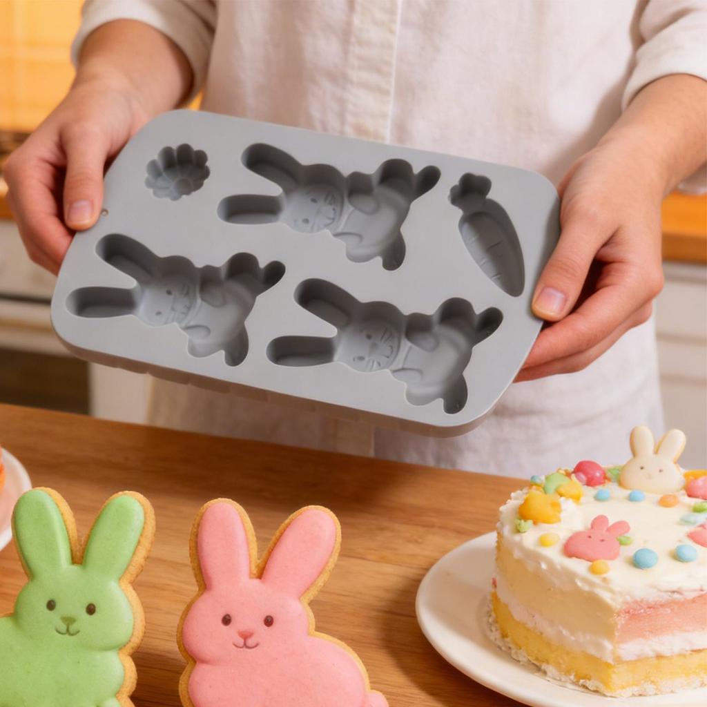 Easter Silicone Mold Cake Chocolate Cookie Baking Mould Rabbit Colored Holiday Easter Decoration Kitchen Bakeware Tools
