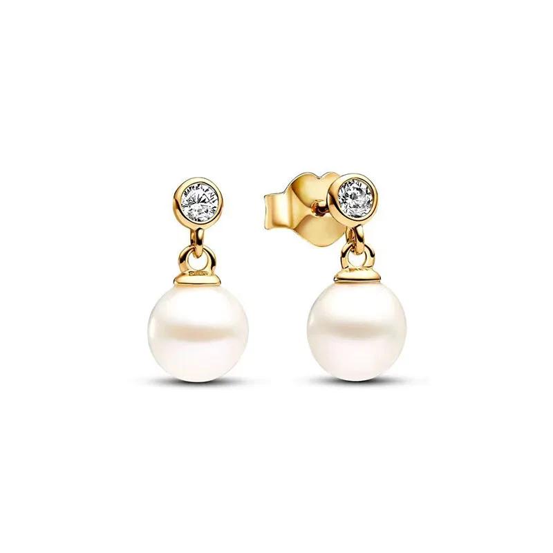 New 925 Silver Gold Color Pearl Earrings Light Luxury Jewelry Exquisite Charm Surprise Gifts for Women