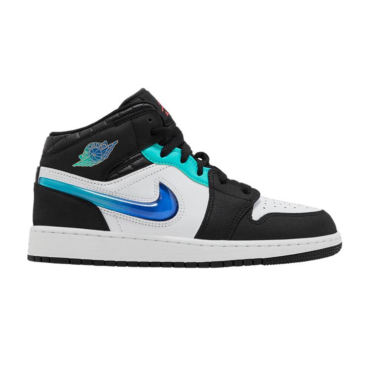 Jordan 1 Mid SE Black White Hyper Jade (GS) 38.5