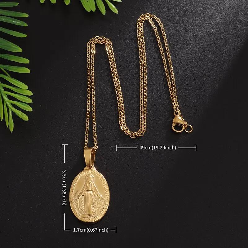 Delicate Our Lady of Guadalupe Medal Pendant Stainless Steel Virgin Mary Necklace Women\\'s Prayer Jewelry Catholic Jewelry Gift