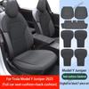 Four Seasons Universal PU Ventilated Seat Cushions For Tesla Model Y YL Juniper 2025+, Split Single Seats & Rear Back Row Set