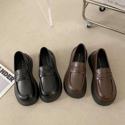 Platform Loafers Women'S Muffin Shoes Versatile Black British Casual Versatile Single Shoes