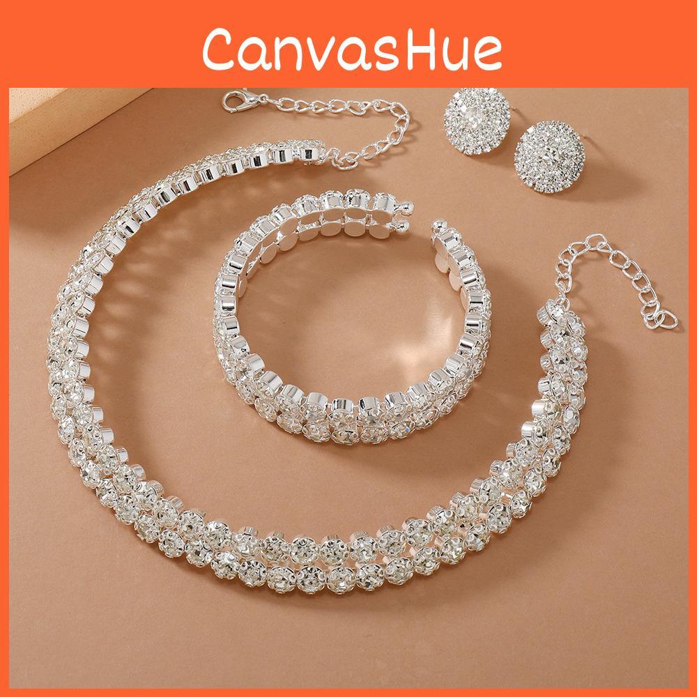 Elegant Water Diamond Necklace And Earrings Set With Geometric Design For Brides