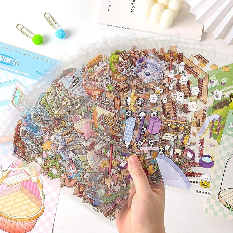 Cartoon Sticker Book DIY Sims Series 3D Stereoscopic Scene Sticker Book Gift For Kids Children Kawaii Stationery Stickers