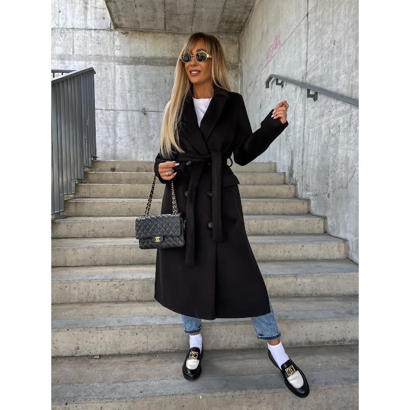 GMXIA Dámské Vintage ležérní jednobarevný potisk Podzim Zima Dlouhý rukáv POLO bundy a kabáty