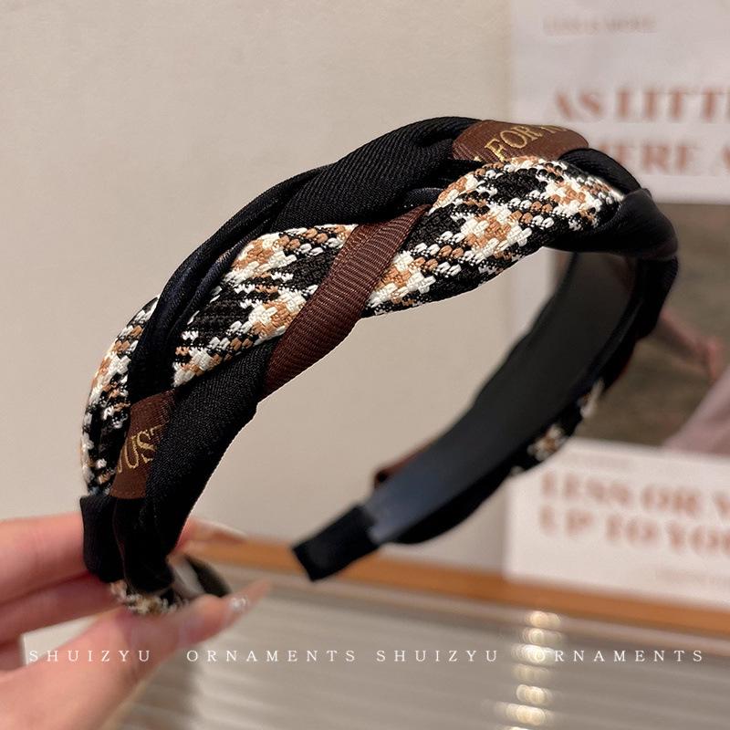 

Хаки Овальная Женская Повязка на Голову с Высокой Тульей - Широкая, Элегантная, Аксессуар для Волос Net Red Осень/Зима