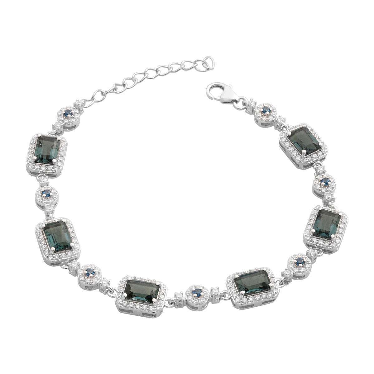 

Silver bracelet with London Blue topaz, item weight 10.88 g (2190776) 16-19cm синій