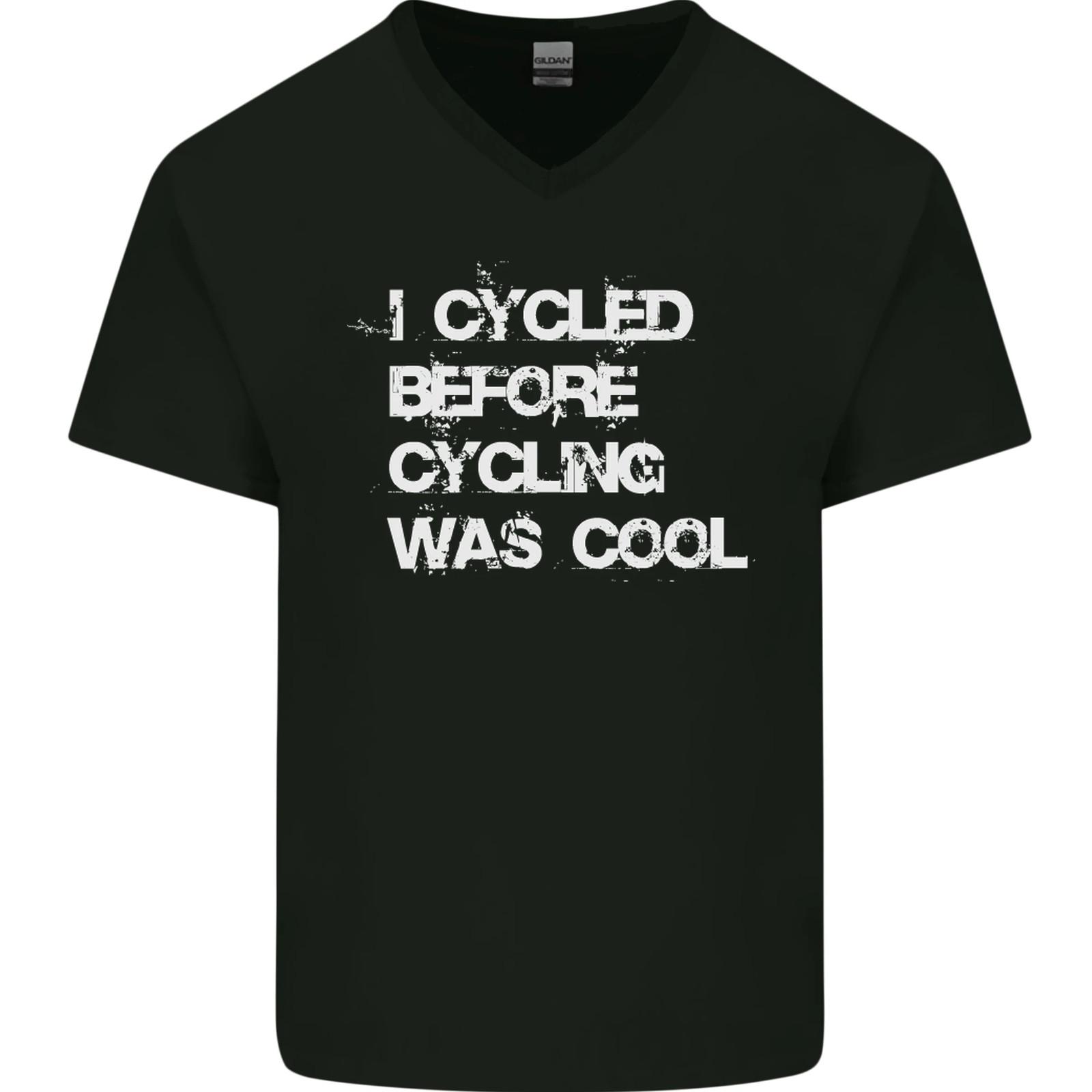 I Cycled Before Cycling was Cool Cycling Mens V-Neck Cotton T-Shirt 3XL