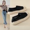 Lace breathable fisherman shoes women's 2025 summer new linen woven hollow loafers casual flat shoes
