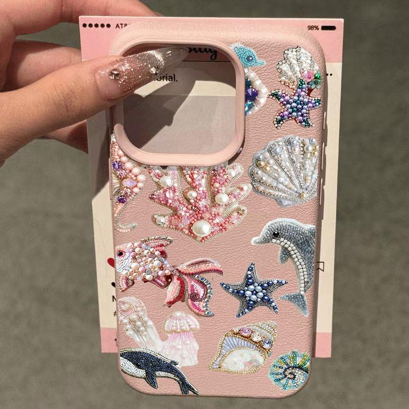 Ocean Marine Life Print Pattern Design Protective Cover for iPhone 17 16 15 14 13 12 11 16E Series Pro Max Plus