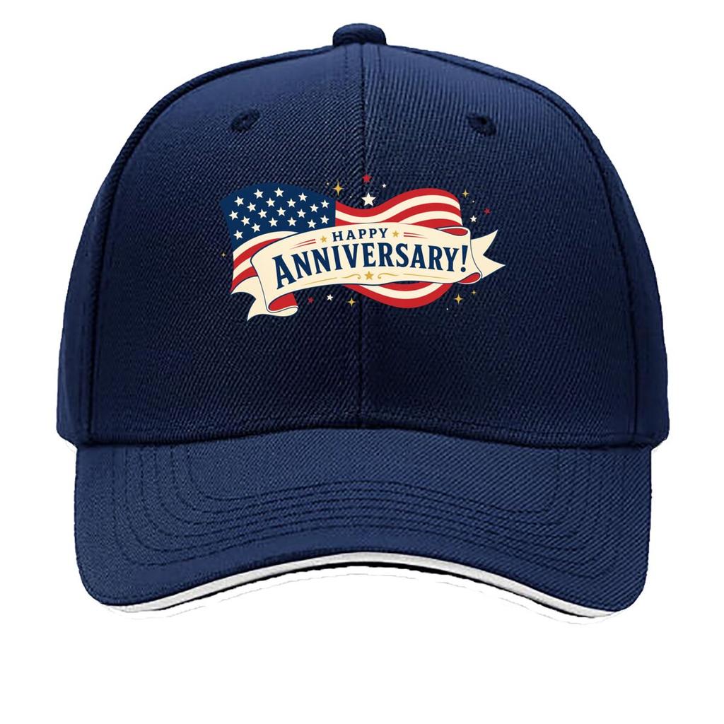 Patriotic Ribbon Stars Anniversary G Sandwich Baseball Cap Sun Cap Outdoor Workouts Hat