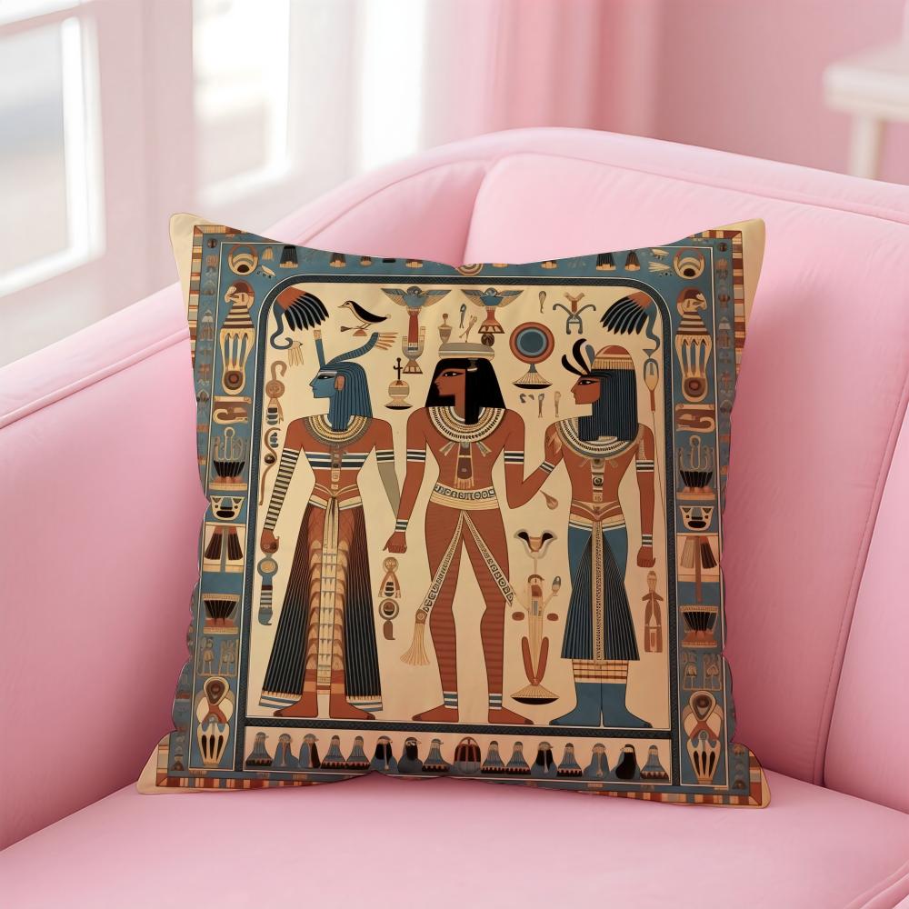 Historical Style Egypt Pharaoh Cultural Style Cushion Cover Linen Pillowcase Cover Soft Decor for Sofa Home Room