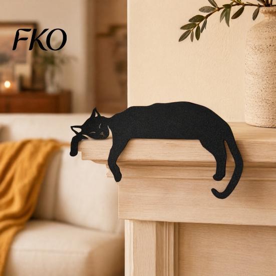 Festive Door Decor 3D Printed Sleeping Cat Top Decor, Lazy Kitten Silhouette Ornament, Self-Adhesive Cartoon Interior Accessory Animal for Frame