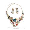 European and American Brides Exaggerated Flower Color Necklace Earrings Set Wedding Banquet Jewelry Set