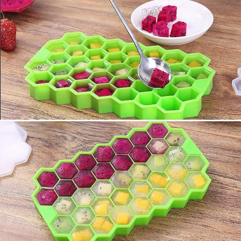 2024 New Creative Silicone Honeycomb Ice Grid Ice Box, Homemade Frozen Ice Block Mold, Kitchen Home Quick Freeze Machine