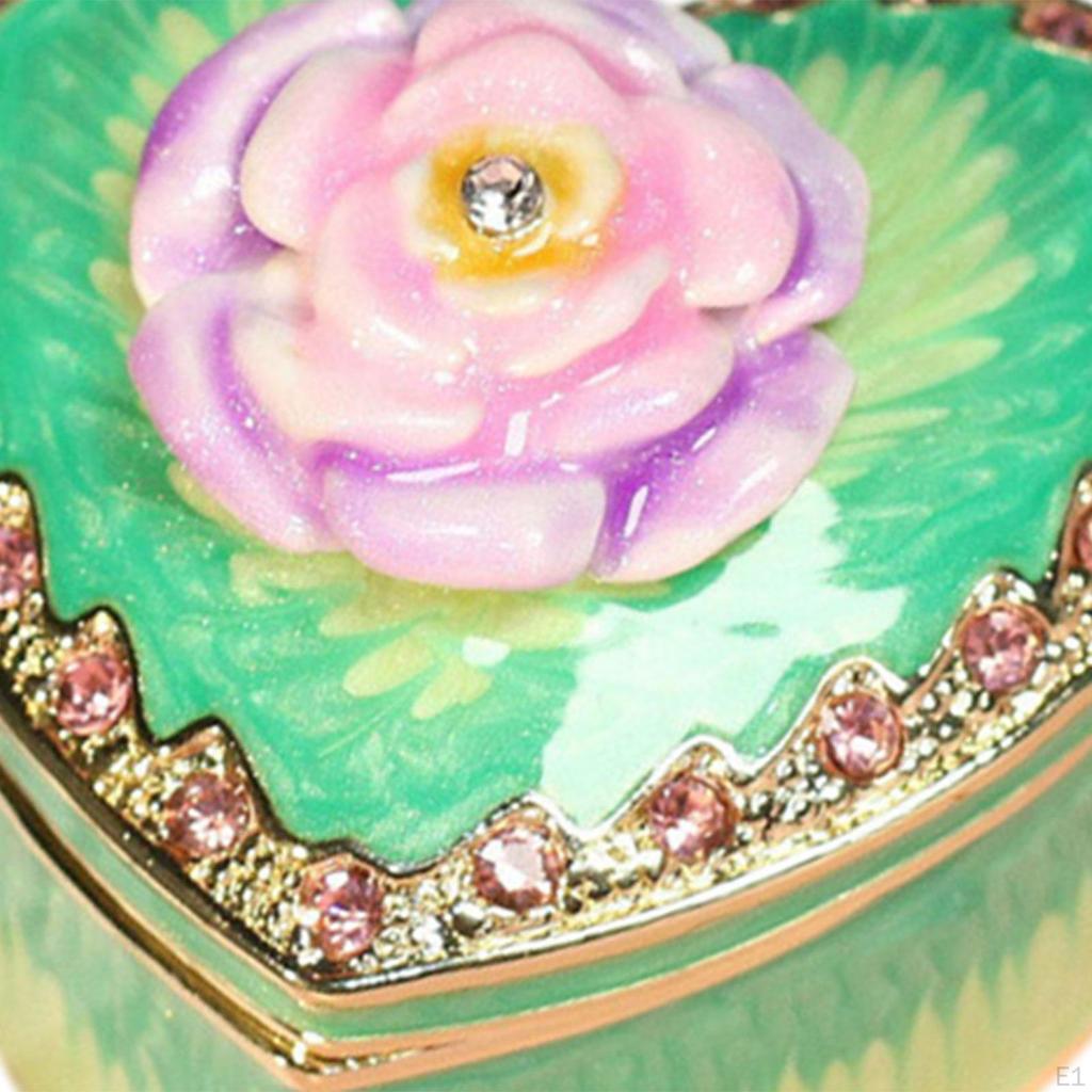 Heart Shape Jewelry Box Organizer Tabletop Decorative Alloy Trinket Holder Case