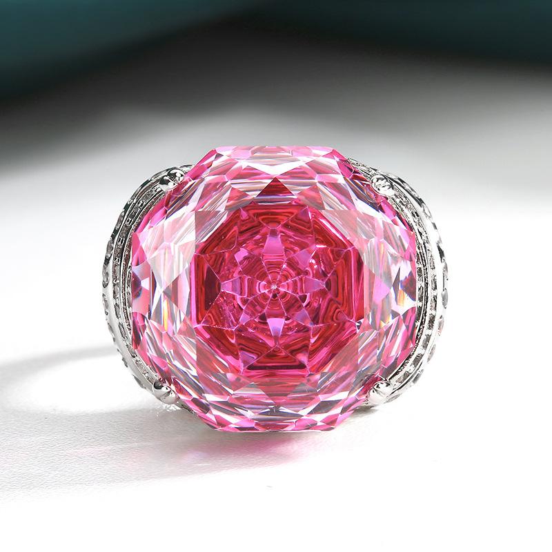 New explosive jewelry copper bottom gold-plated imitation rose cut dragon fruit light luxury ring female 18mm