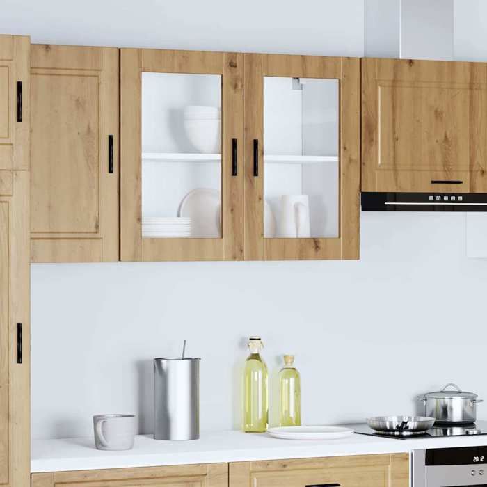 VidaXL Wall-mounted Kitchen Cabinet Glass Door Porto Artisan Oak, Kitchen Wall Unit, Wall Cabinets with 854096