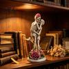 Gothic Style Commemorative Gift Resin Hugging Skeleton Couple Figurine with Roses, Eternal Love Skull Stable Base Display Ornament Statue, Day of The