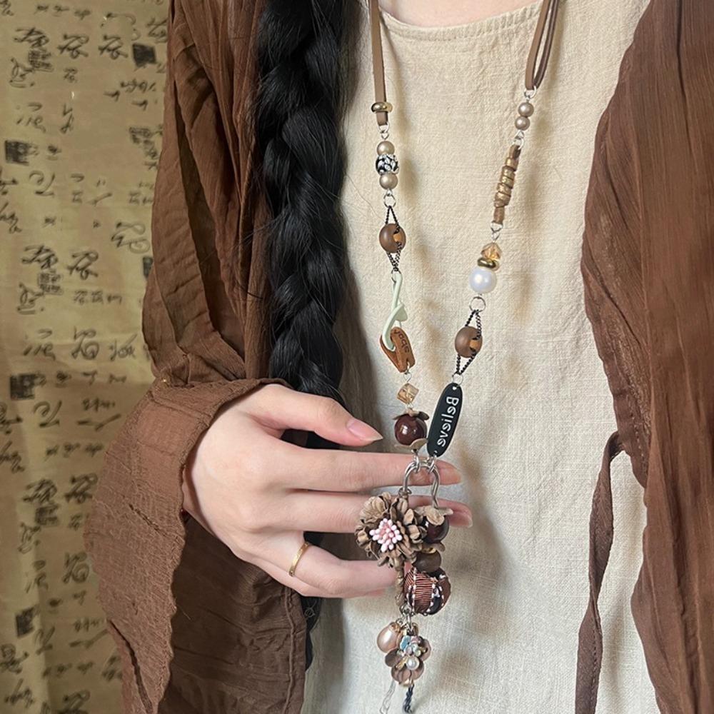 Flower Ethnic Style Necklace Tassel Bohemian Style Necklace Korean Style Long Sweater Chain  Party