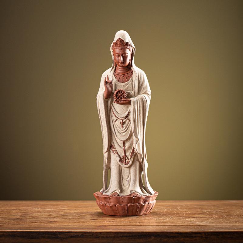 Guanyin Bodhisattva Buddha Statues Ceramic Statues Lamp Circle For Living Room Incense Porch Home Decor Custom Feng Shui Statue