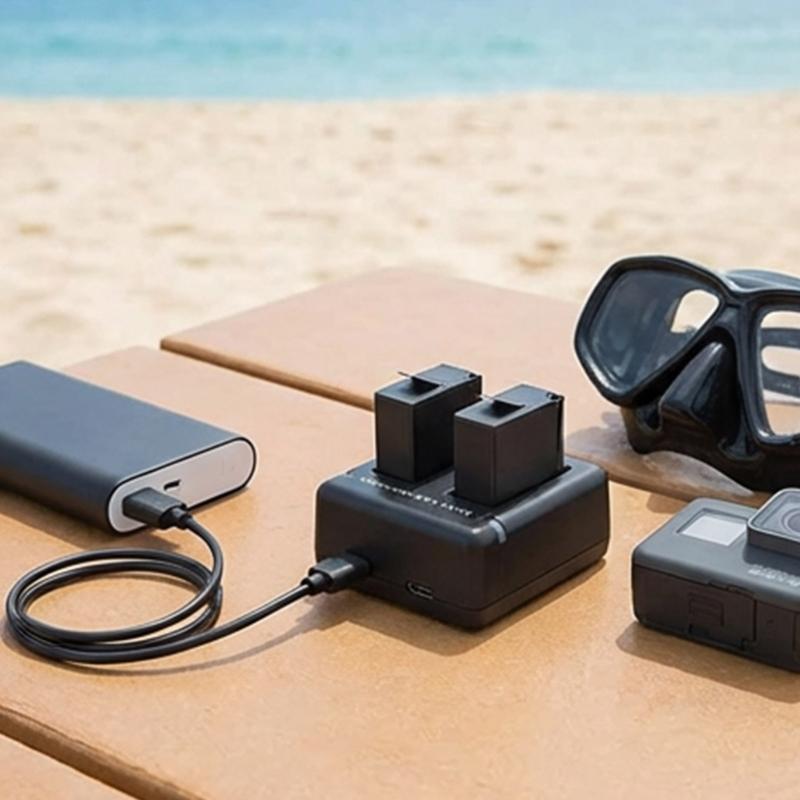 Portable AHDBT501 Battery Chargers for Two Batteries Simultaneous Charging with Safety Protections for Outdoor Use