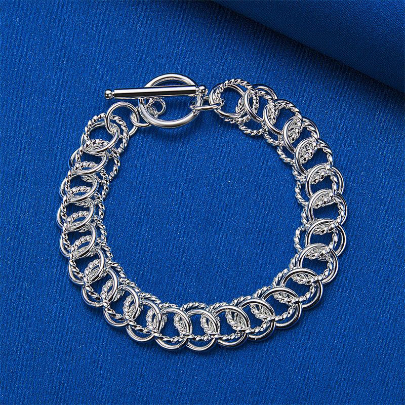 925 Sterling Silver 8-inch Exquisite Woven Bracelet for Men and Women, Party Fashion Gifts, Wedding Accessories, Jewelry