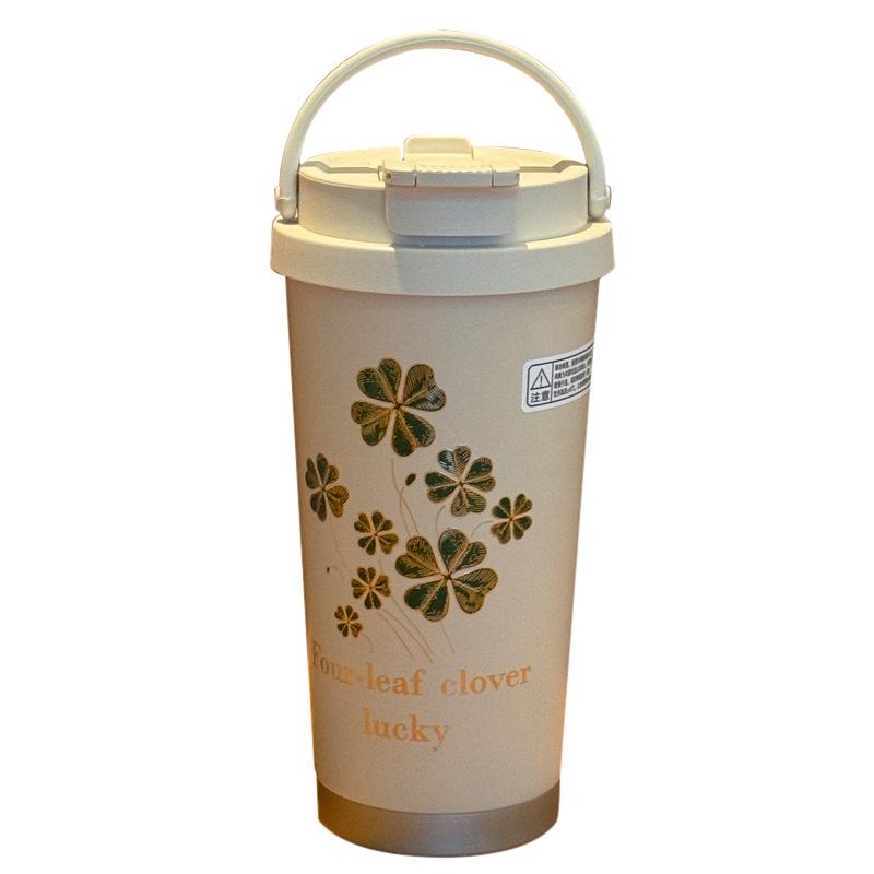 Four-leaf Clover Double Drink Thermos Cup Gift Box Coffee Cup Straw Cup Stainless Steel Portable Fall Proof