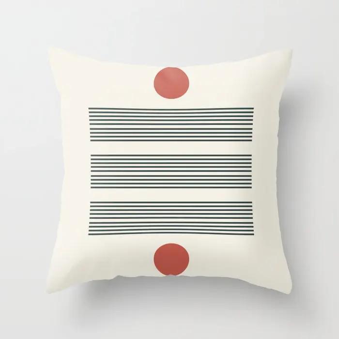 Modern Abstract Throw Pillow Cover Geometric Round Line Sunset Cushion  Home Sofa Chair