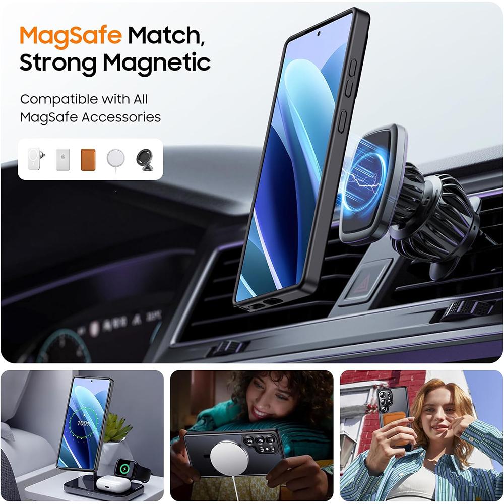 Magnetic Case For Magsafe Mag Safe Samsung Galaxy S25 Ultra 5G 2025 S24 FE S23 Plus S22 Slim Translucent Matte Black Shockproof Phone Cover Accessory