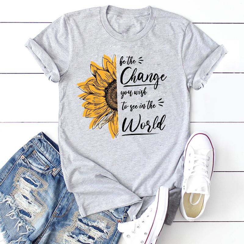 Frauen Drucken T Top Sommer Mode Schmetterling Sonnenblume Nette T-shirt Kurzarm Frau Weibliche T Kleidung Grafik T-shirts