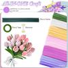 500 Pcs Pipe Cleaners Flower Kit, 20pcs Green Floral Wires, 1pc Gardening Tape, 150pcs Stamen, Pipe Cleaners Craft