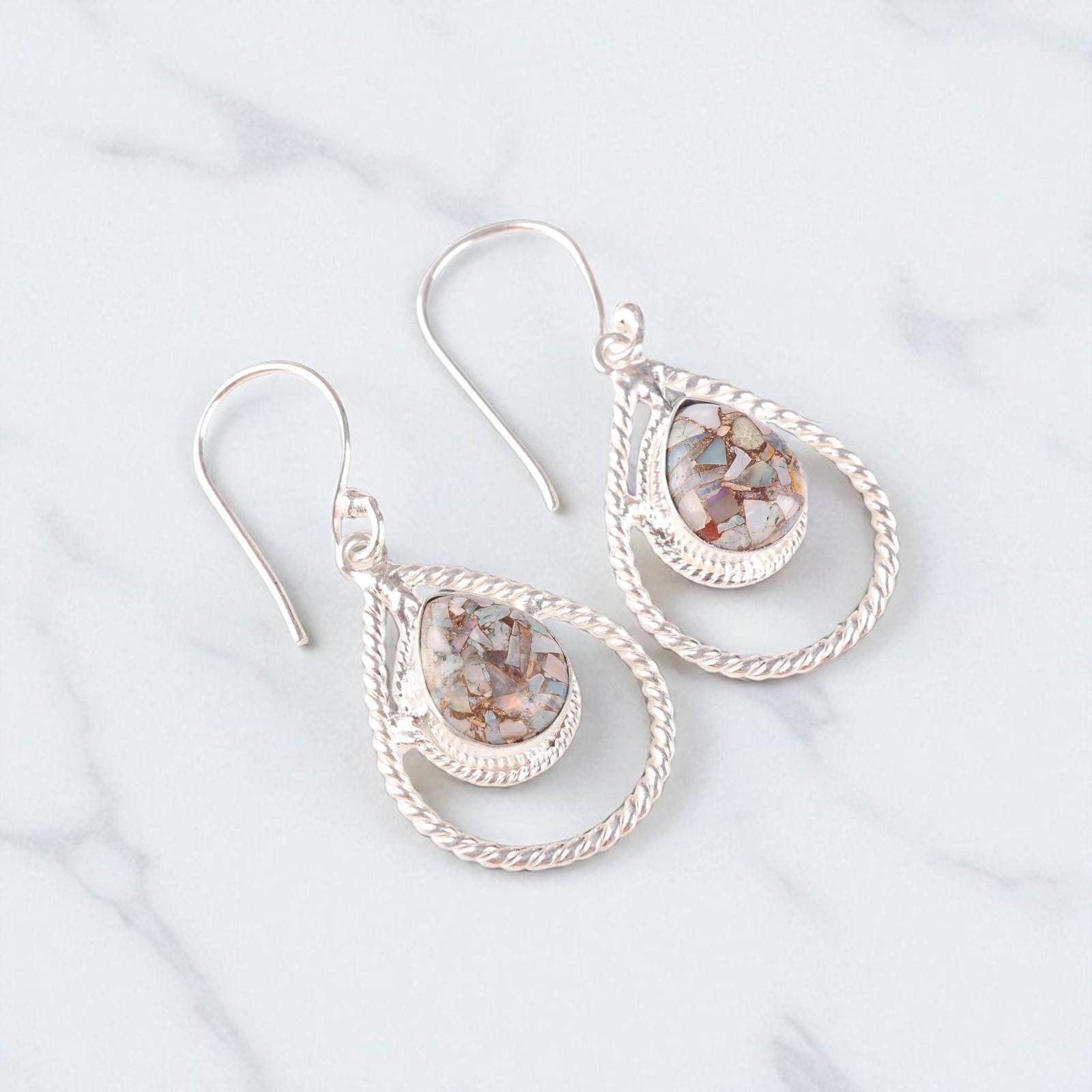 

Ethiopian Copper Turquoise Gemstone 925 Sterling Silver Jewelry Earrings 1.70 EE-96-39