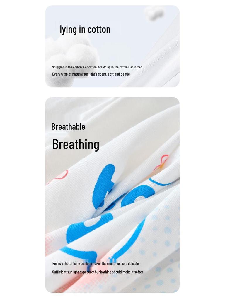 Girls' Pure Cotton Cartoon Boxer Shorts - Antibacterial, Flat Leg, No-Pinch Fit for Elementary and Middle School Kids