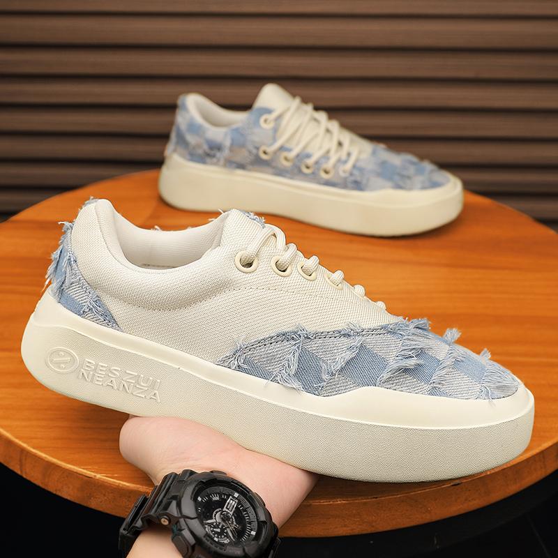 Men Shoes High Quality Vulcanized Ragged Canvas New Product Retro Thick Sole Men's Shoe Sneakers Canvas Student Board