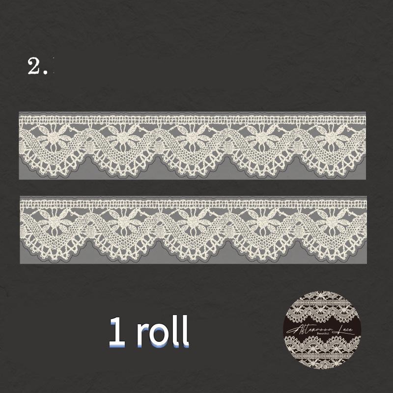 6 rolls/set, vintage washi tape, lace elements, can be used for border decorations, scrapbook and journal stickers, self adhesive