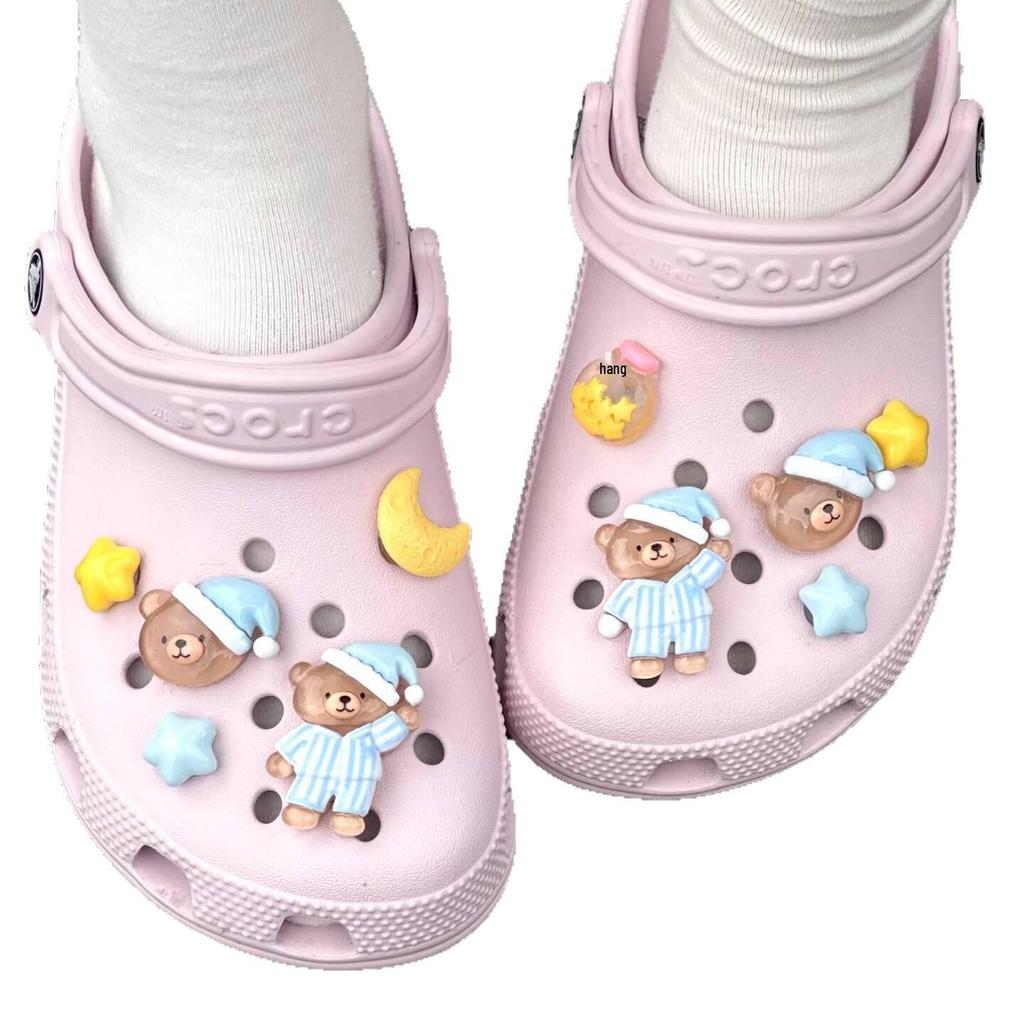 New Cute Cartoon Bear Sleep Hat Crocs Charms - Detachable Shoe Decoration Accessories