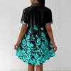 Women's Casual Loose Fit Shirt Dress Button Front Short Sleeve Collared Dress with Floral Print Suitable for Daily Wear and Outdoor Activities