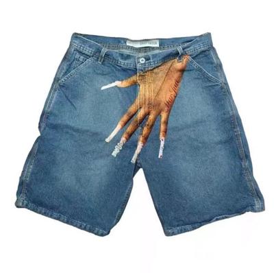 Unisex Şort Kadın Y2k El Baskılı Vintage Bol Kot Şort Kadın Sokak Giyim Jorts Kore Şort Kargo Harajuku Kore Denim