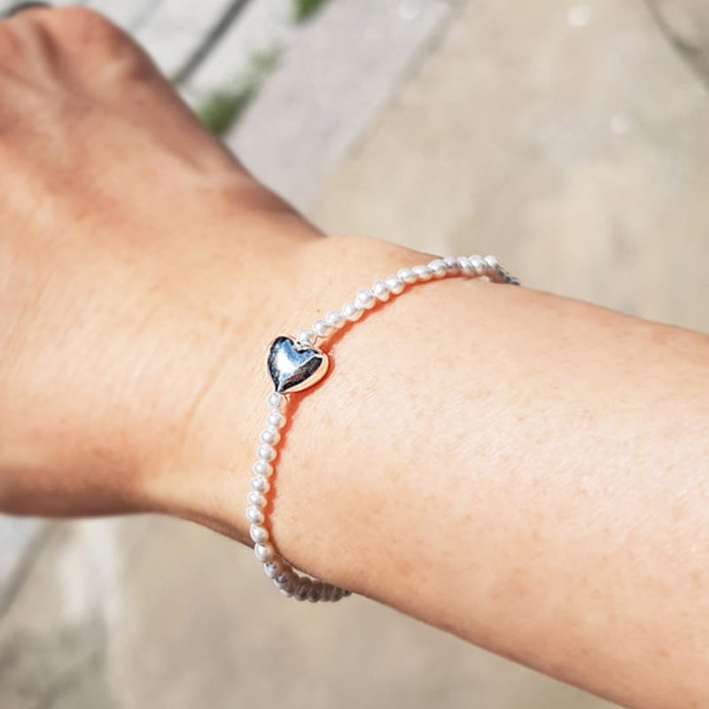 

RACOHA Cute heart pearl bracelet white pearl