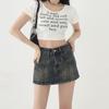 Korean Style High-Waist A-Line Denim Mini Skirt for Women - Spring/Summer Bodycon Skirt