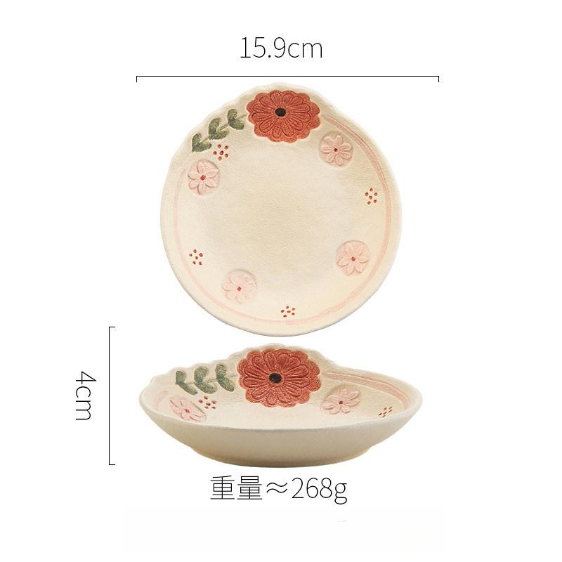 1. Spring Floral Ceramic Tableware, Cute Irregular Underglaze‑Color One‑Person Meal Bowl Plate Set Microwave‑Safe